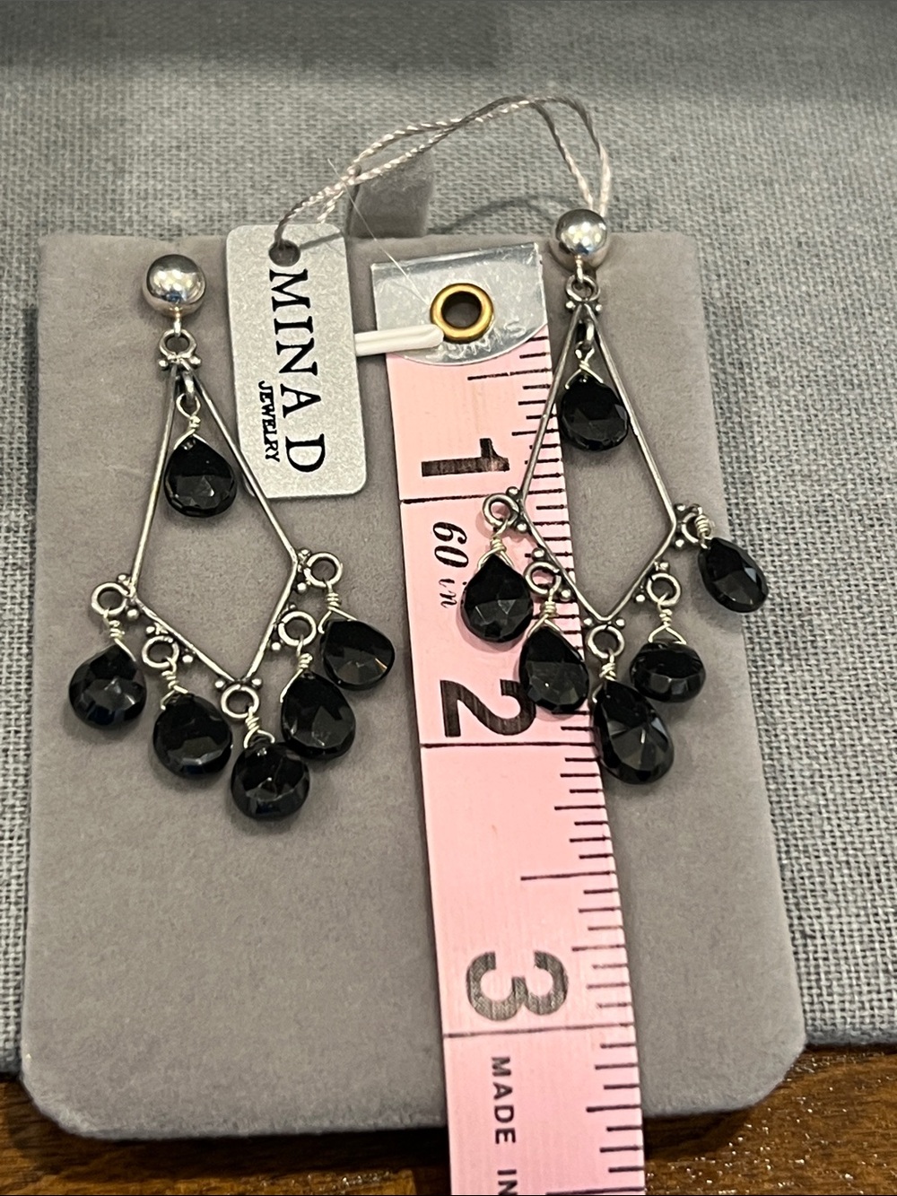 Mina D Black Teardrop Dangle  Chandelier Earrings